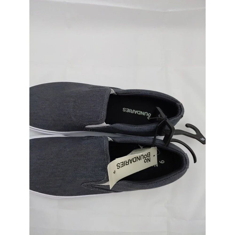 No Boundaries Men's Slip-On Memory Foam Canvas Casual Shoes Denim Size 9